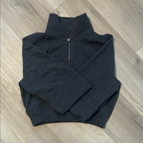 lululemon athletica Tops - Lululemon Athletica Heathered Graphite Grey Waffle Half-Zip Pullover